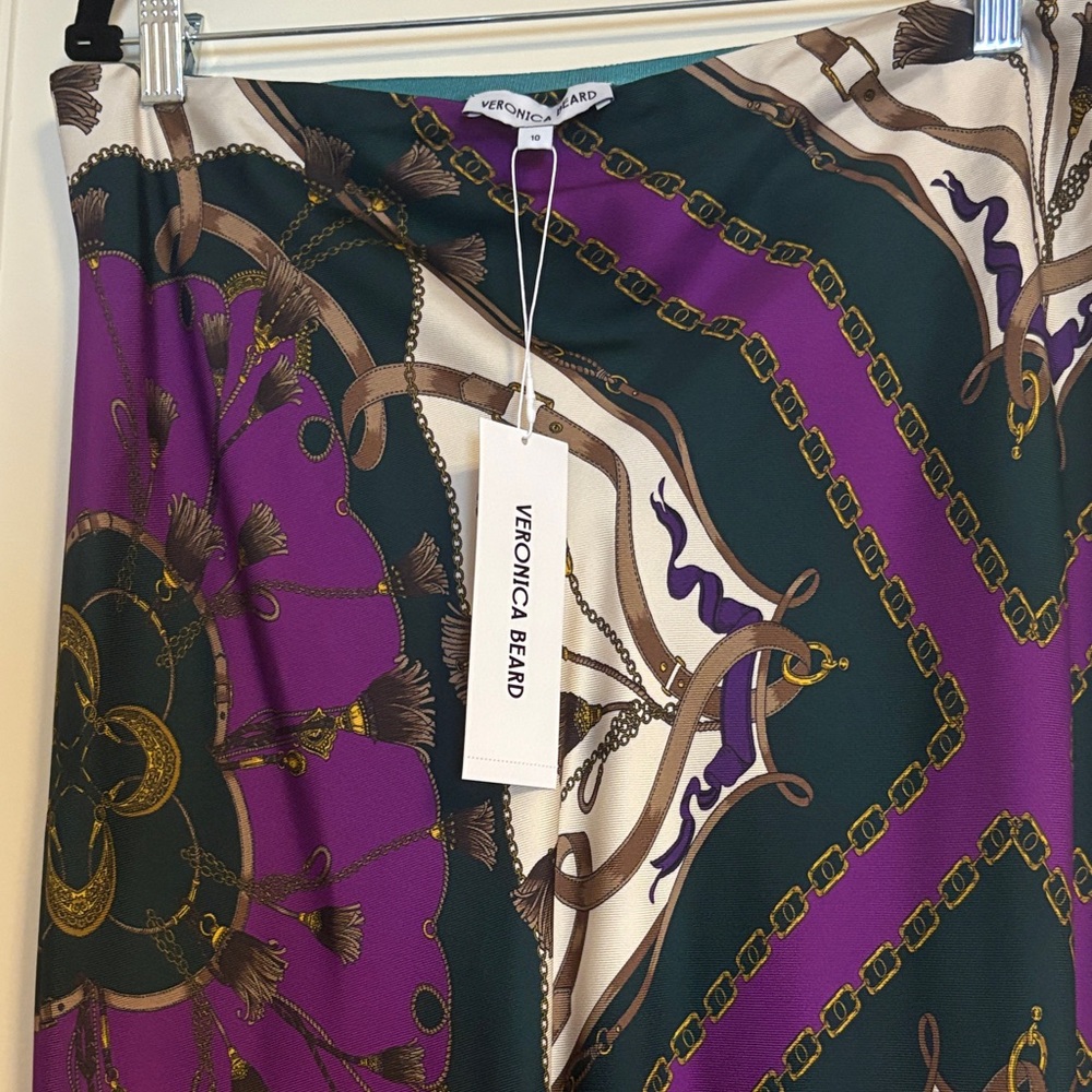 Veronica Beard Purple and Green Chain Print Skirt